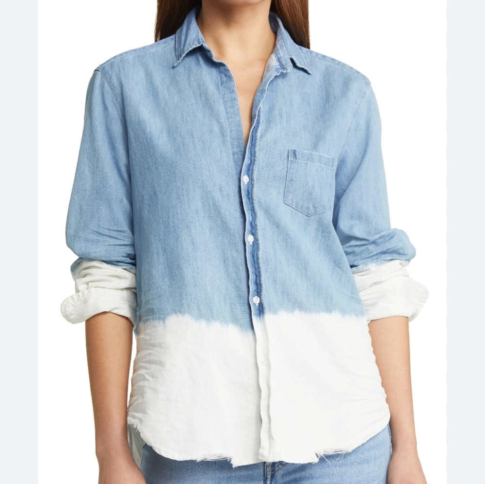 NWOT Frank & Eileen Barry Dip Dye Denim Shirt. Size S
